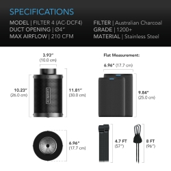 AC INFINITY - DUCT CARBON FILTER - 4-INCH
