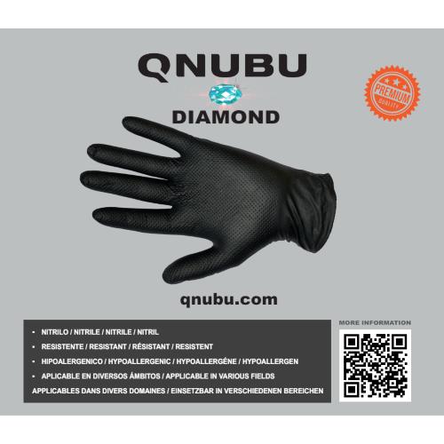 QNUBU - BOX OF PROFESSIONAL TEXTURED NITRILE GLOVES 200pcs - SIZE XL DIAMOND