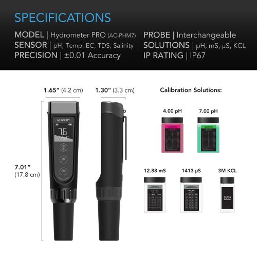 AC INFINITY - HYDROPONIC METER PRO KIT - ALL IN ONE PH PEN INTERCHANGEABLE PROBE