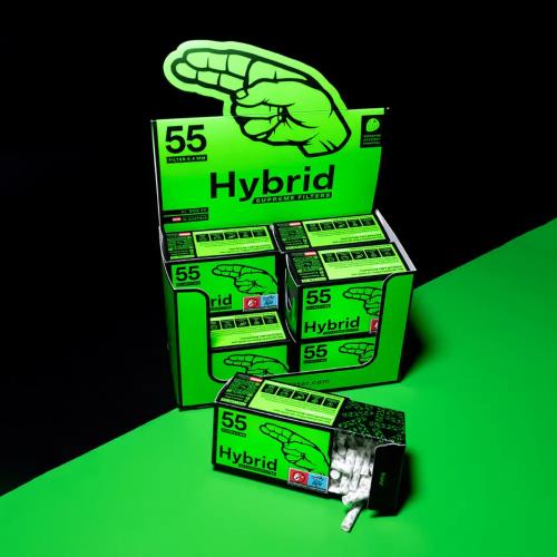 HYBRID - DISPLAY 440 - FILTERS SLIM - Ø 6.4 mm X 30 mm - 1 BOX 440 PCS ( 55 PCS X 8 PACKS )