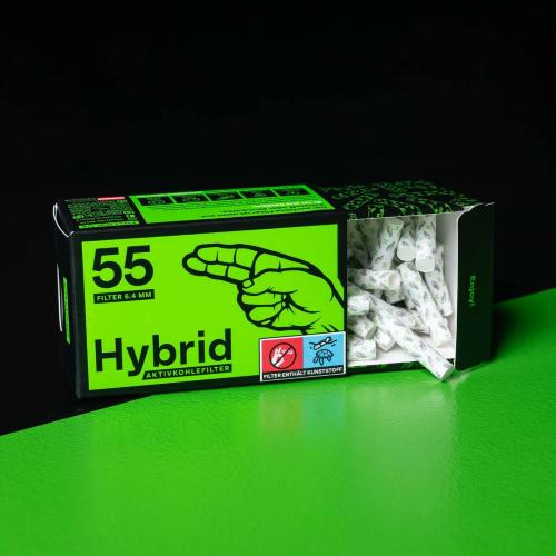 HYBRID - DISPLAY 440 - FILTERS SLIM - Ø 6.4 mm X 30 mm - 1 BOX 440 PCS ( 55 PCS X 8 PACKS )