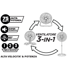 AIRONTEK - VENTILATORE 3 IN 1 - Ø 45CM - 75W