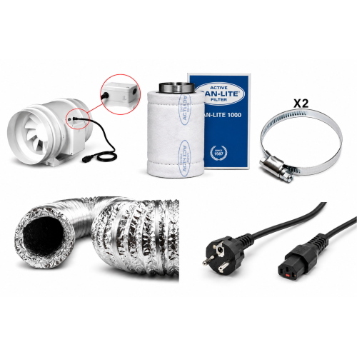 TWIN-TURBO AIR INTAKE KIT +  CARBON FILTER - Ø 20CM - 1040M3/H