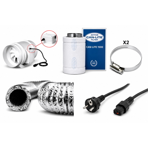 MAX-POWER INDOOR EXTRACTION KIT Ø 25CM + CARBON FILTER - 1180M3/H
