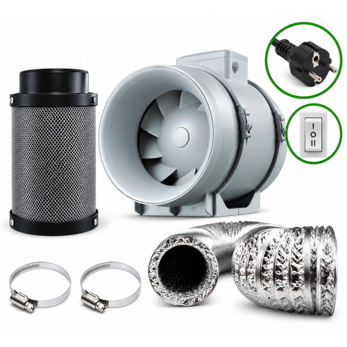 KIT ASPIRAZIONE + FILTRO CARBONI ATTIVI Ø 100 MM - 145/187 MC/H