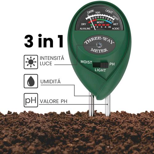 Misuratore Umidità/PH/Luce/Terreno Termometro 4 in 1